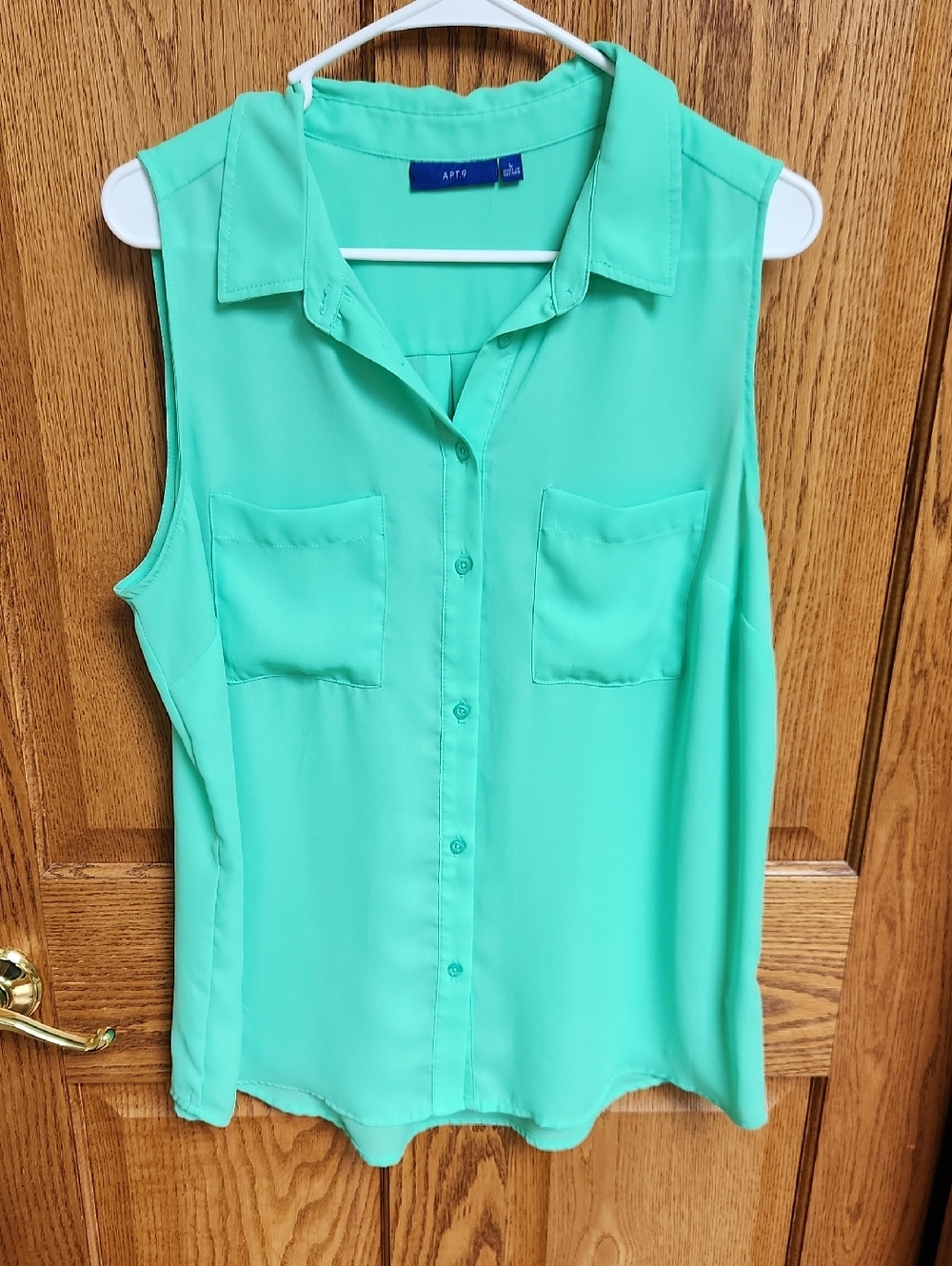 Apt. 9 Mint Sleeveless Button-Down Blouse